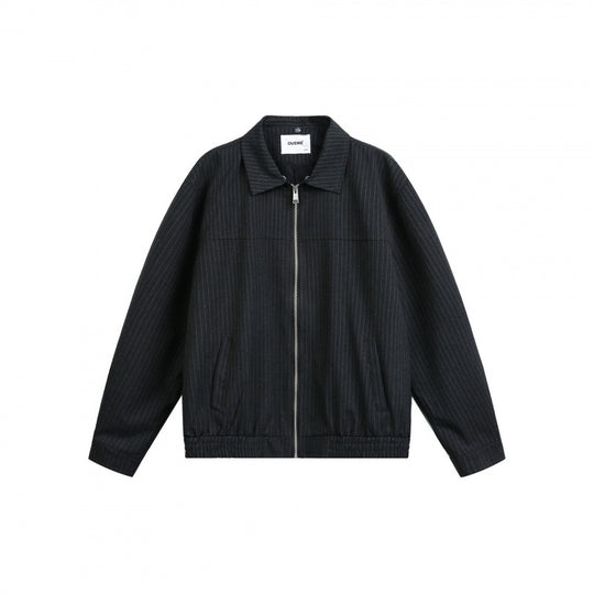 Herren Boxy-Übergangsjacke mit Nadelstreifen und kontrastierendem Hemdkragen Shop Nory