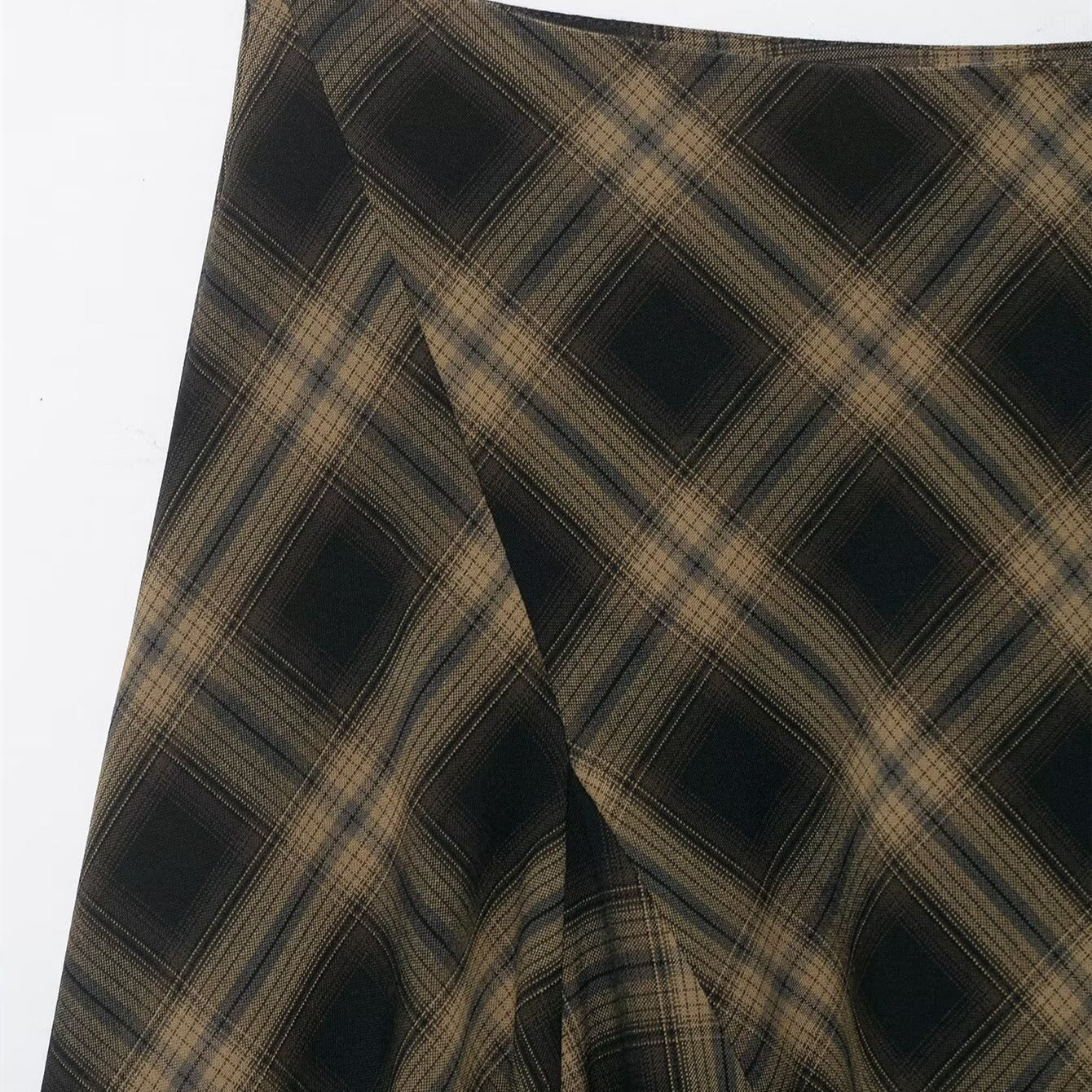 Damen Wickelrock mit eleganter Spitze und modernem Karomuster