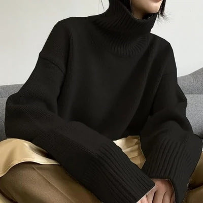 Damen Gemütlicher Strickpullover mit hohem Kragen Shop Nory
