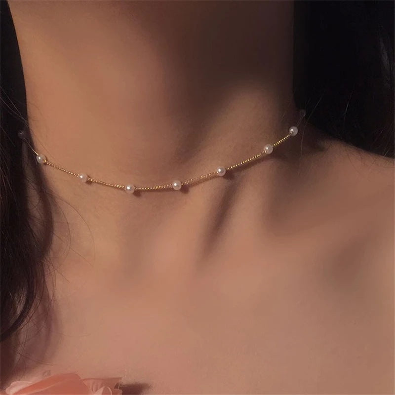 Damen Schmuckhalskette mit herzförmigen Perlen Shop Nory