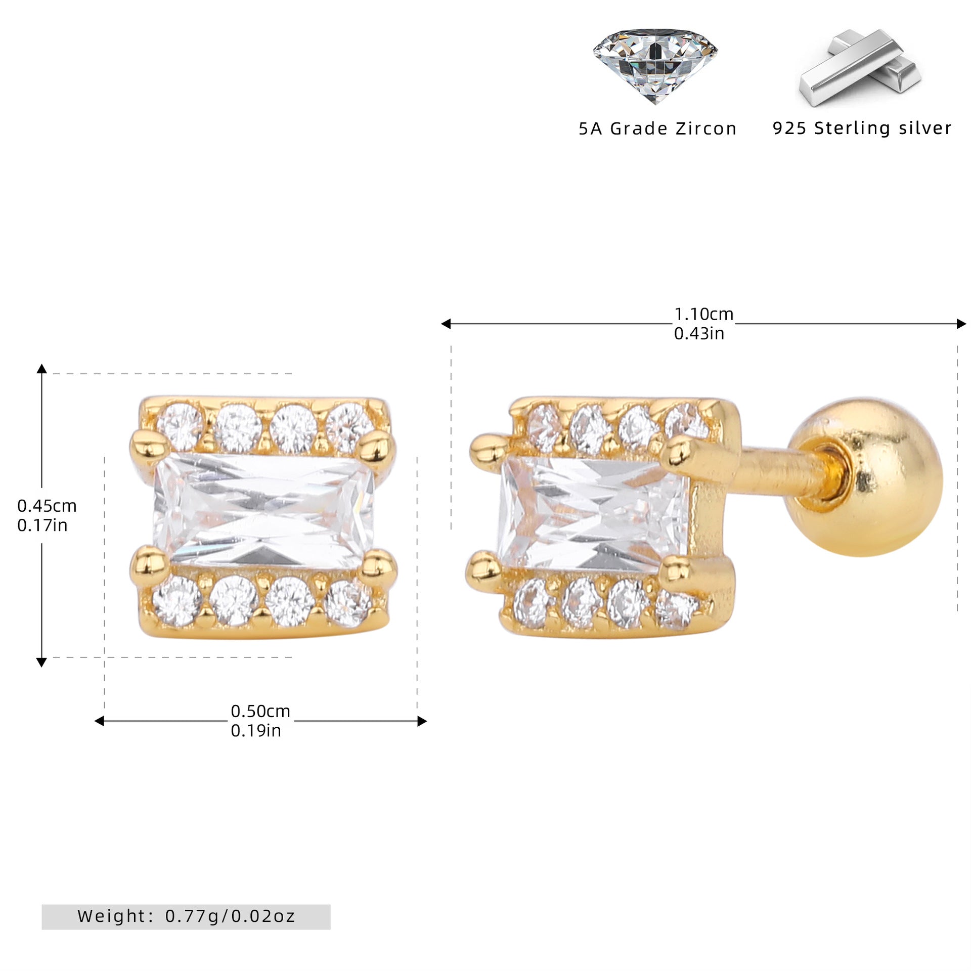 Damen Ohrstecker mit luxuriösem Zirkonbesatz aus hochwertigem 925 Sterling Silber Shop Nory 1782843087