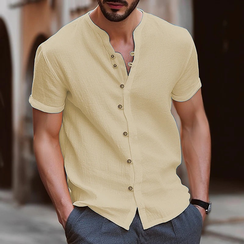 Herren lässiges Kurzarmhemd mit Knopfdetails