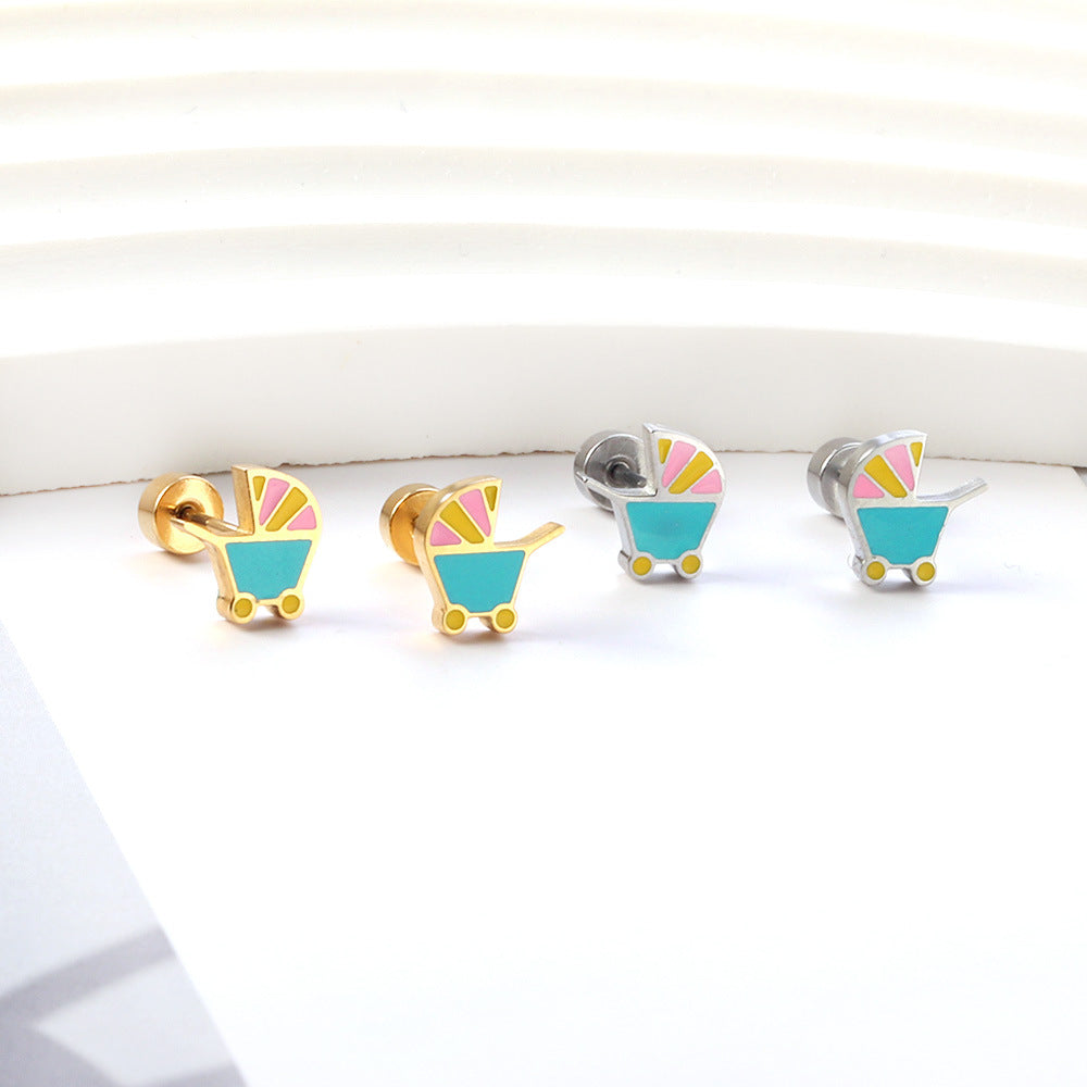 Damen Ohrstecker im modernen Kinderwagen-Design Shop Nory