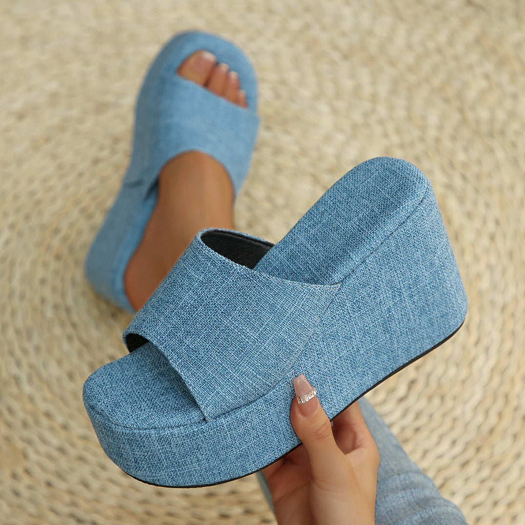 Damen Wedge-Pantoletten mit transparentem Obermaterial und komfortabler Sohle