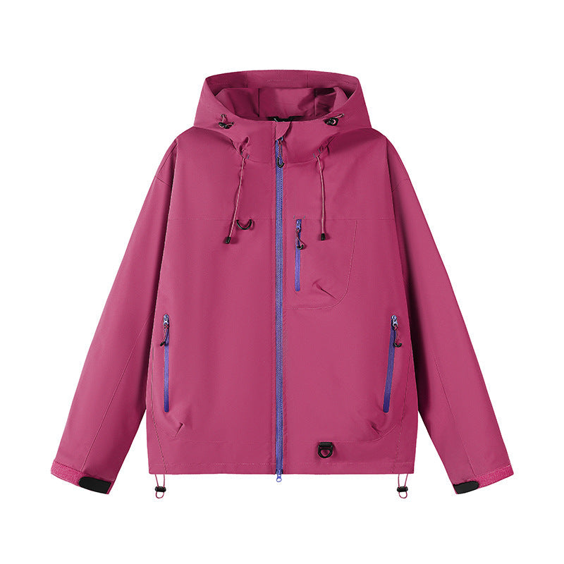 Damen technische Outdoor-Jacke mit Material und verstellbarem Kapuzensystem