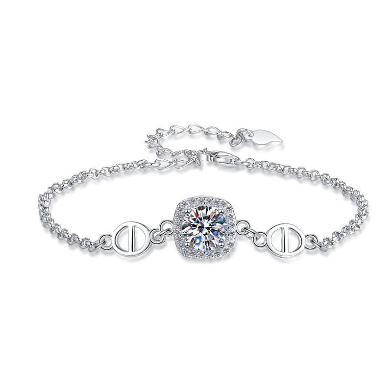 Damenarmband mit strahlend gelbem Kristall und funkelndem Zirkonia-Rahmen Shop Nory