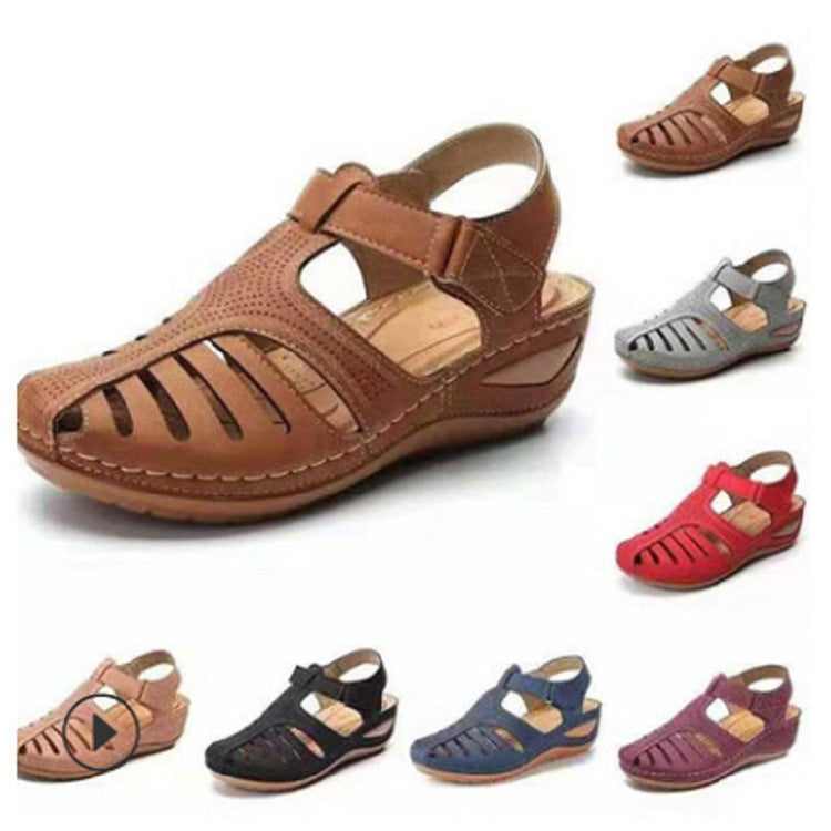 Damen Bequeme orthopädische Sandalette mit geschlossener Zehenpartie und verstellbarem Klettverschluss Shop Nory