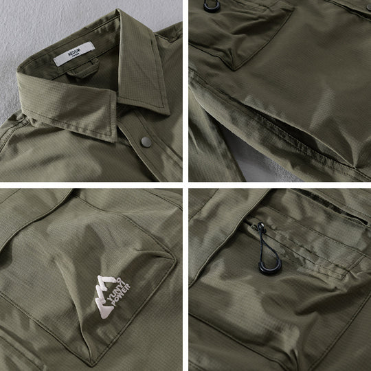 Herren Utility-Overshirt im Field-Stil mit Druckknopf-Leiste und Doppelbrusttaschen Shop Nory