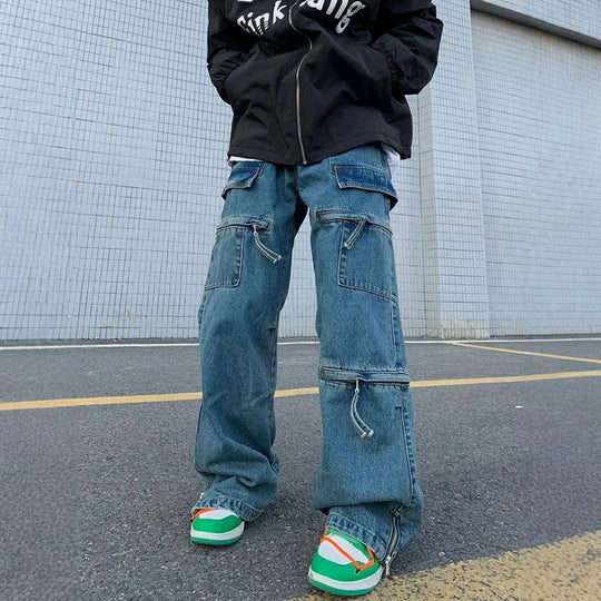 Herren Modische Cargo-Jeans mit Reißverschlüssen Shop Nory