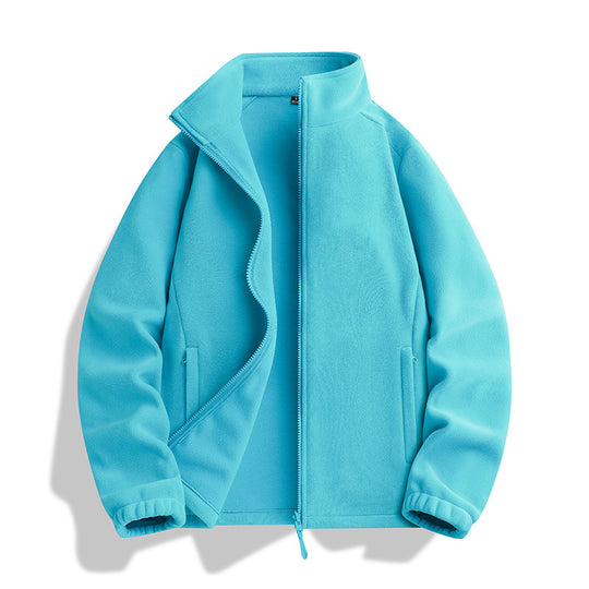 Unisex Fleecejacke mit Stehkragen, durchgehendem Reißverschluss und elastischen Bündchen Shop Nory