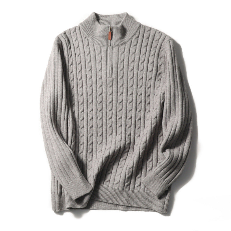 Herren Feinstrick-Pullover mit Zopfmuster und Halbzip-Stehkragen Shop Nory