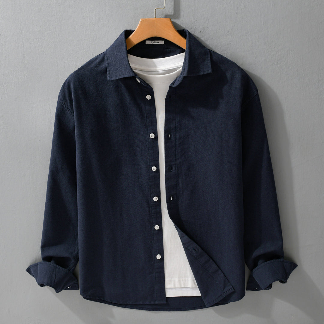 Herren Leichtes Leinen-Baumwoll-Overshirt mit Kentkragen, Relaxed‑Fit und durchgehender Knopfleiste Shop Nory