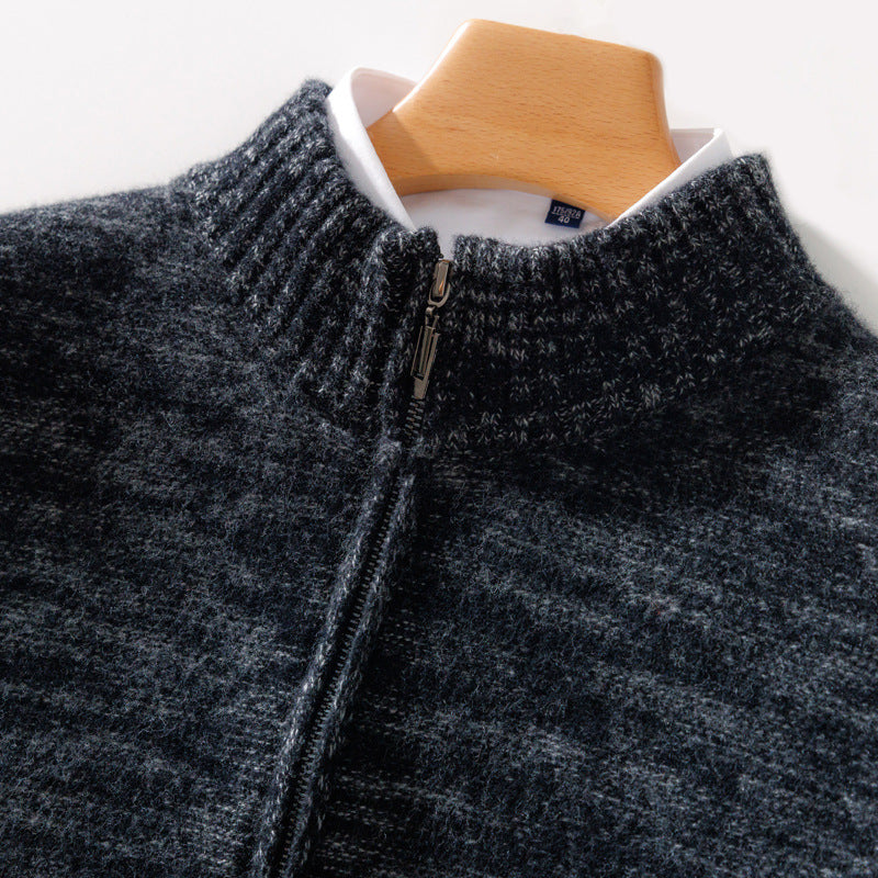 Herren Lässiger Zip‑Mockneckpullover aus Wollmix mit angerauter Mohair‑Optik und Stehkragen Shop Nory