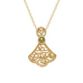 Damen filigrane Halskette mit kunstvollem Anhänger aus goldfarbenem Metall und Zirkonia-Verzierungen Shop Nory
