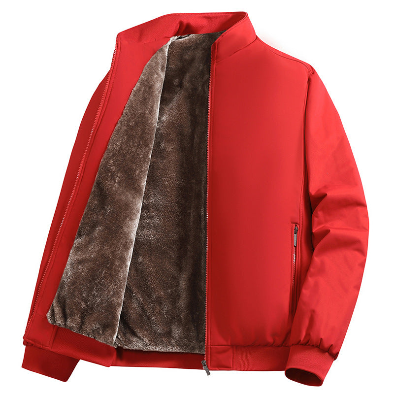 Herren Wattierte Bomberjacke mit Kunstfell-Innenfutter, Stehkragen und Reißverschluss Shop Nory