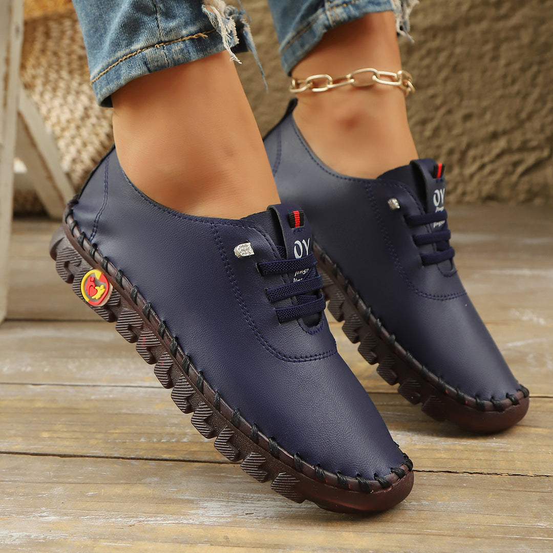 Damen Atmungsaktive und bequeme Freizeitschuhe mit elastischen Schnürsenkeln Shopnory