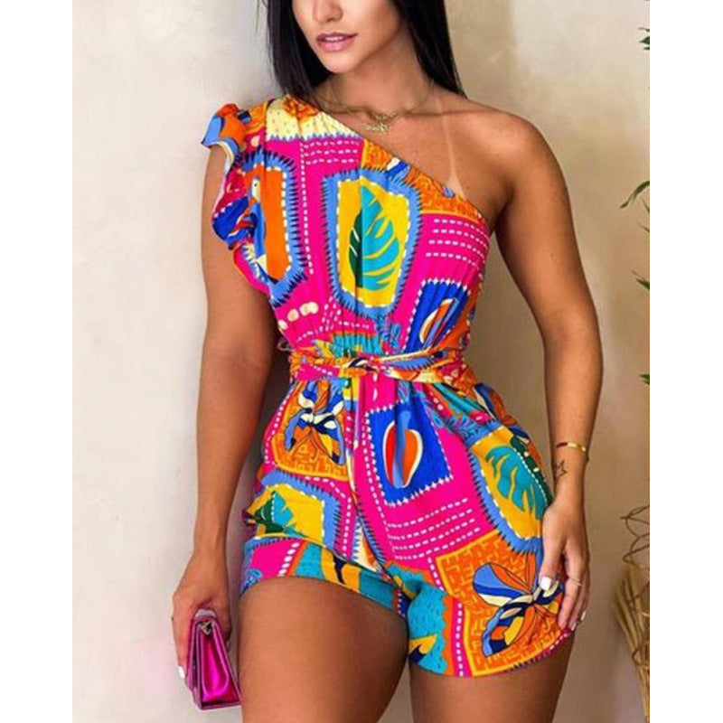 Damen Jumpsuit mit Rüschen und lShopnoryhaftem Muster Shopnory