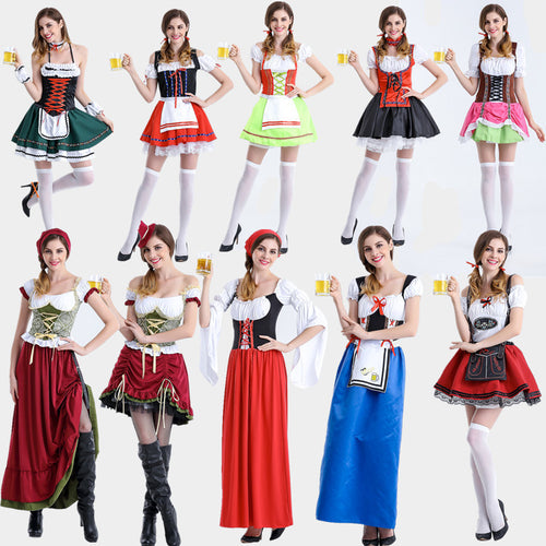Damen nan mittelalterliches Bauermädchen Kostüm mit geschnürtem Korsett, Puffärmeln und mehrlagigem Stufenrock Shop Nory
