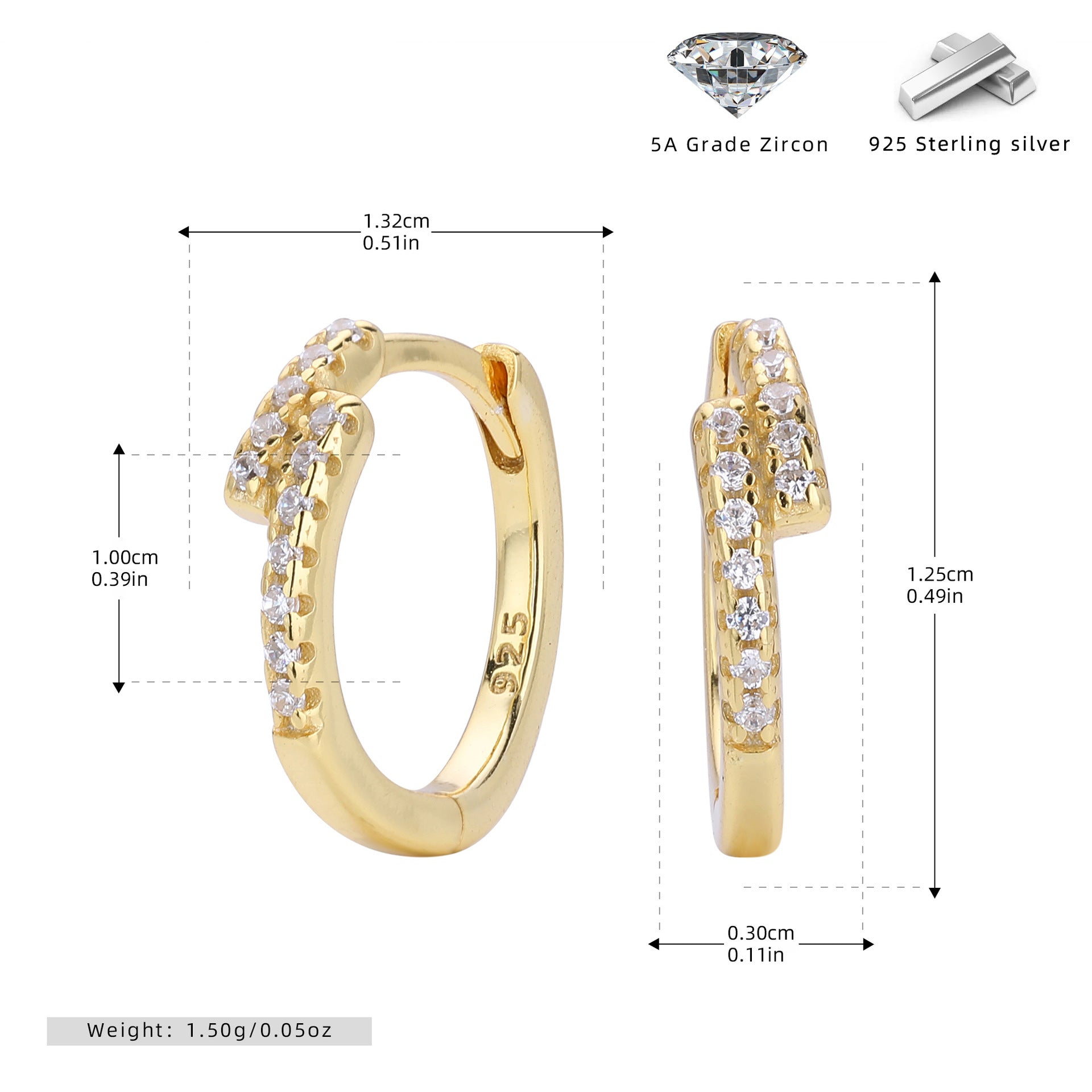 Damen Ohrringe mit funkelndem Zirkonbesatz aus hochwertigem 925 Sterling Silber Shop Nory