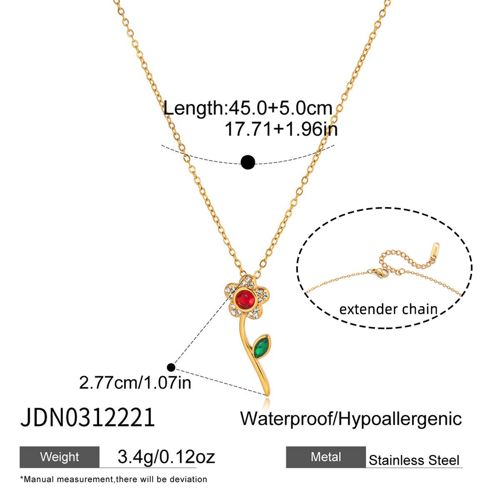Damen Halskette mit floralen Anhängern und hochwertiger Edelstahlverarbeitung Shop Nory