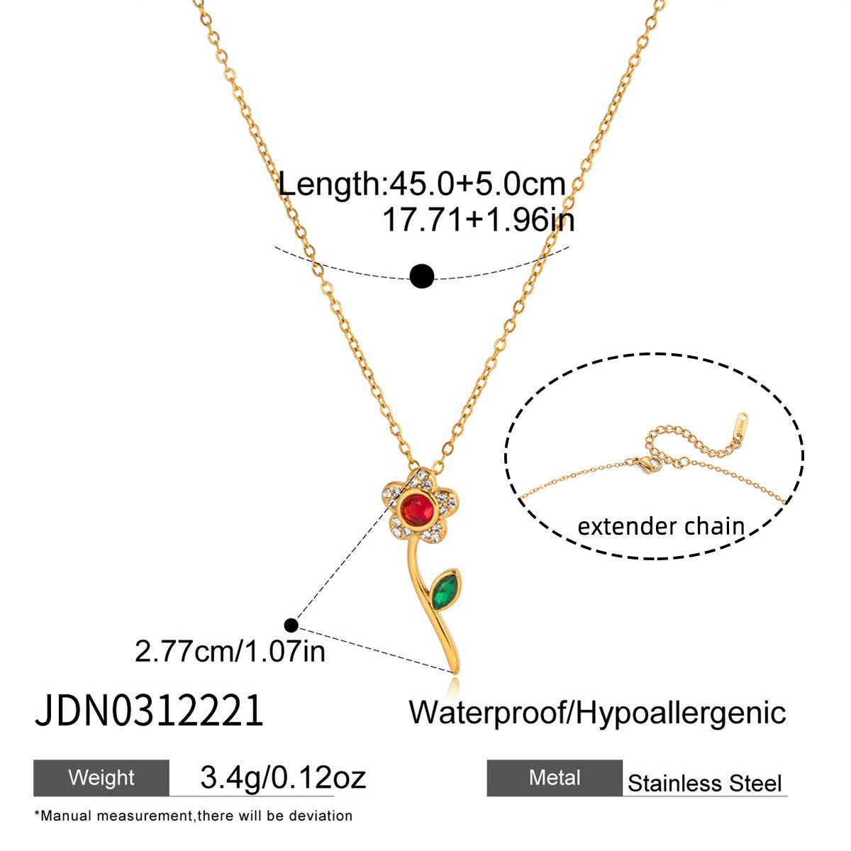 Damen Halskette mit floralen Anhängern und hochwertiger Edelstahlverarbeitung Shop Nory