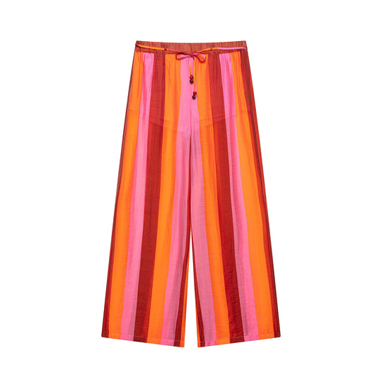 Damen Weite Culotte-Hose mit Tunnelzugbund und senkrechten Streifen Shop Nory