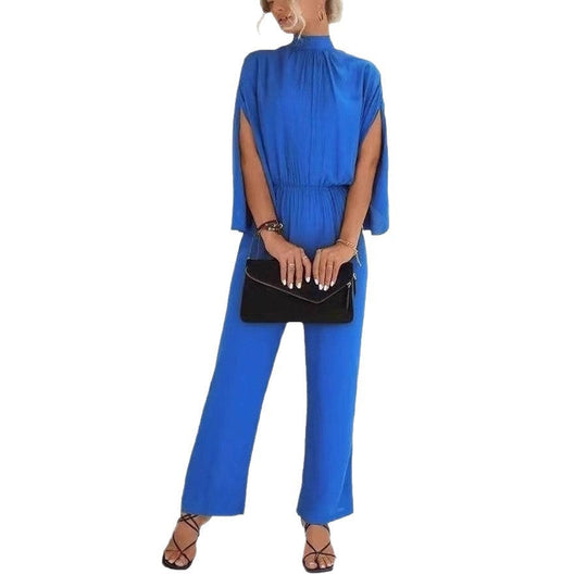 Damen eleganter Jumpsuit mit weitem Bein und Chiffon-Ärmeln Shopnory
