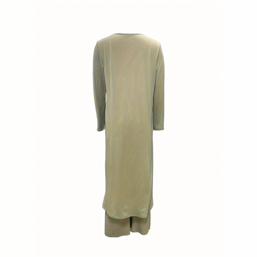 Damen Elegantes Maxikleid mit Wickeloptik, asymmetrischer Drapierung und vorderem Schlitz Shop Nory