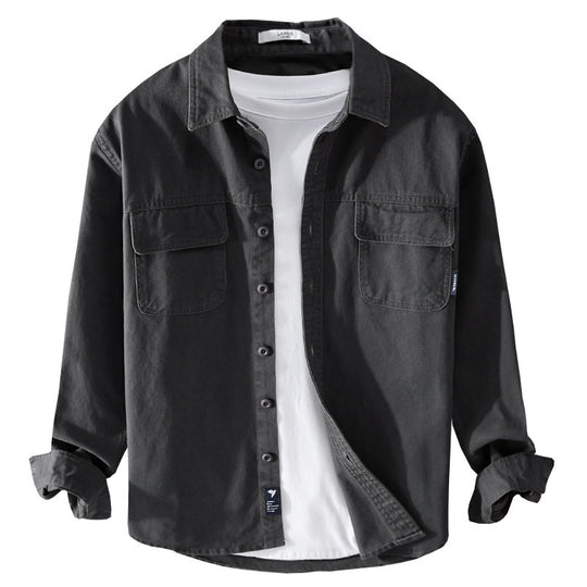 Herren Overshirt-Jacke aus Baumwoll-Twill mit aufgesetzten Brusttaschen und Knopfleiste Shop Nory