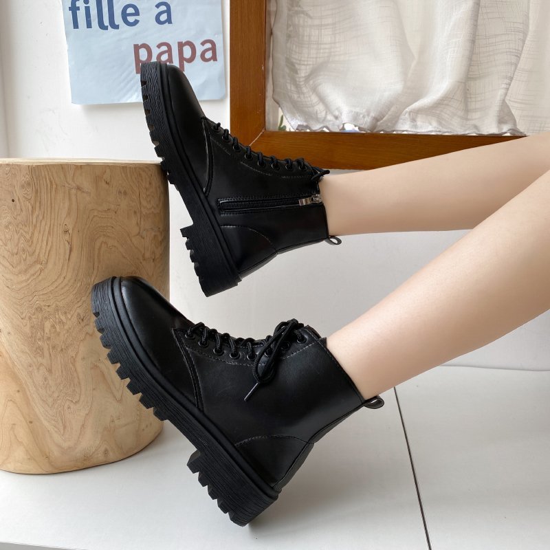 Damen modische Schnürstiefeletten mit robustem Profil