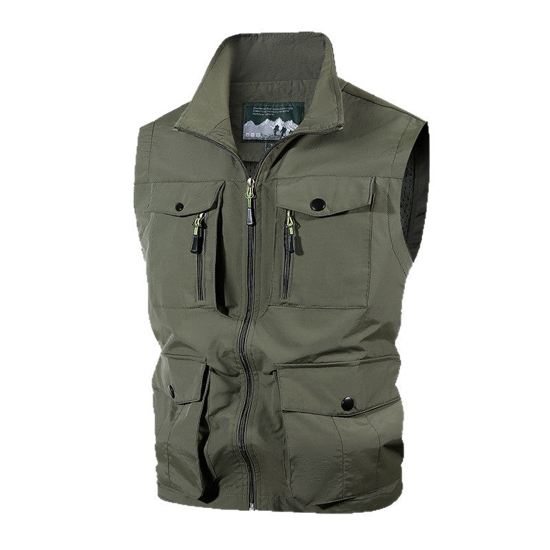 Herren Multifunktions-Outdoorweste mit Mehrfachtaschen und Stehkragen Shop Nory