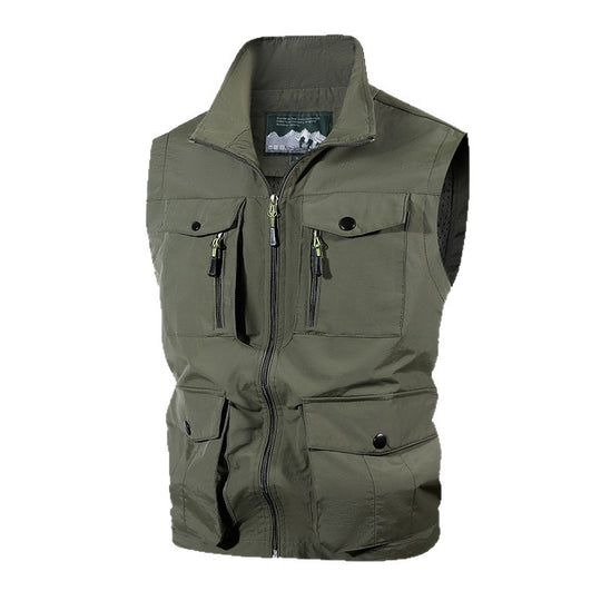 Herren Multifunktions-Outdoorweste mit Mehrfachtaschen und Stehkragen Shop Nory