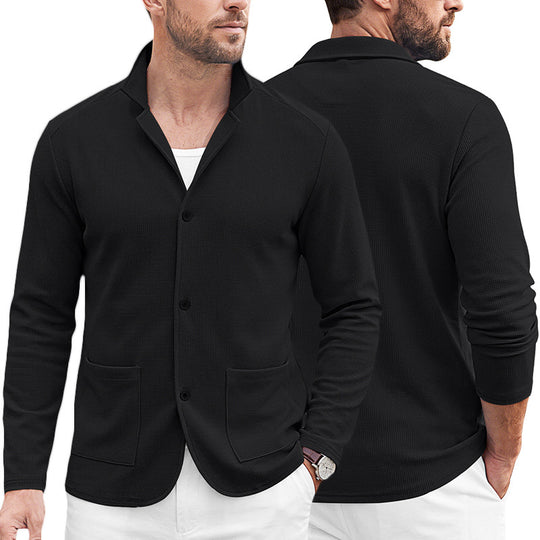 Herren Strickblazer-Cardigan mit Strukturstrick und aufgesetzten Taschen Shop Nory