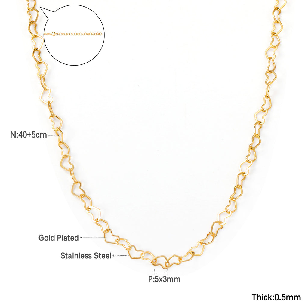 Damen Armband mit herzförmigen Gliederungen aus hochwertigem Edelstahl und goldplattierter Oberfläche Shop Nory