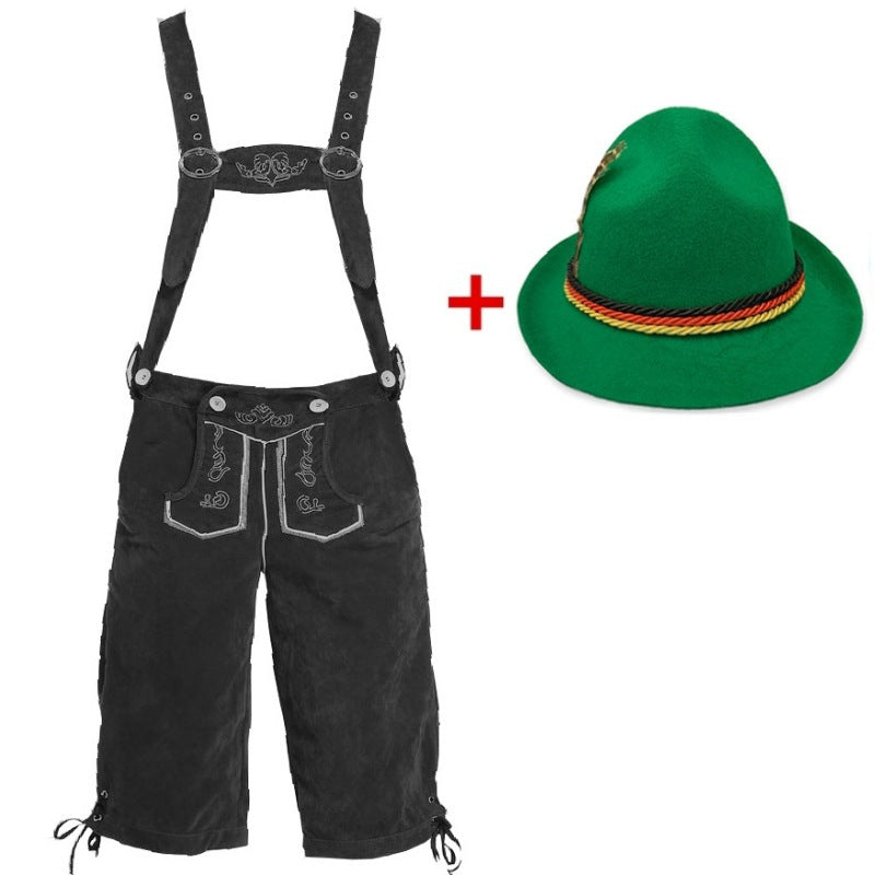 Herren nan traditionelle Trachtenlederhose mit verstellbaren Trägern und Trachtenhut Shop Nory