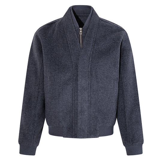 Damen Kurz geschnittene Bomberjacke mit verdecktem Reißverschluss und Rippbündchen Shop Nory