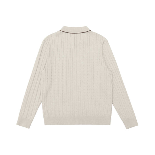 Herren Zopfstrick-Polokragenpullover mit halber Knopfleiste Shop Nory