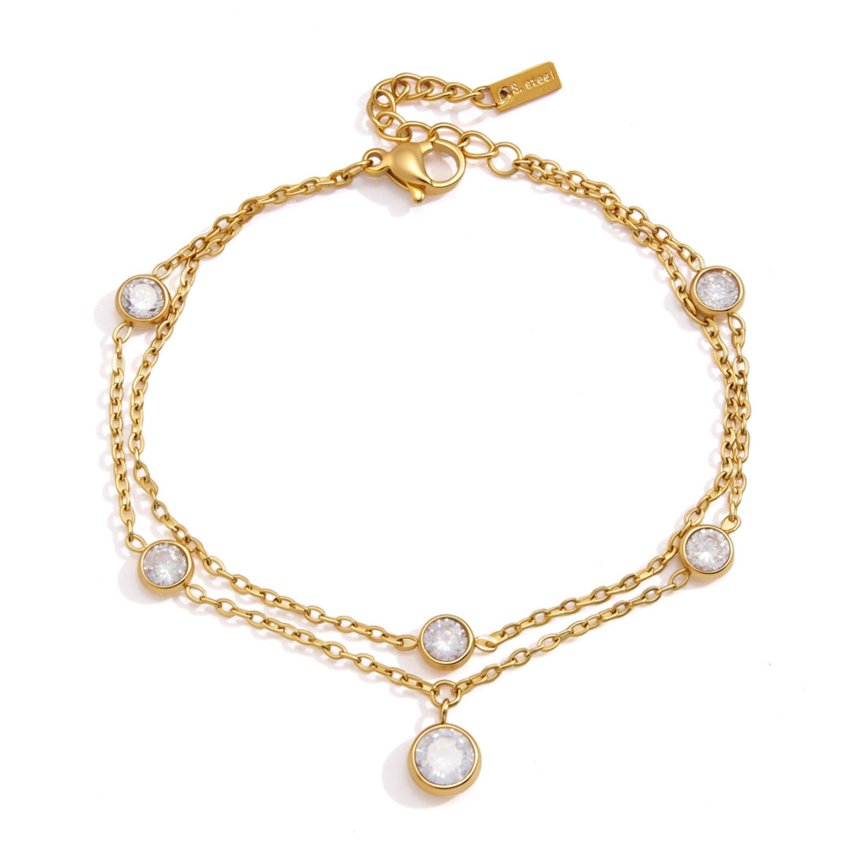 Damen Armband mit mehrlagigen Ketten und funkelnden Zirkonia Shop Nory