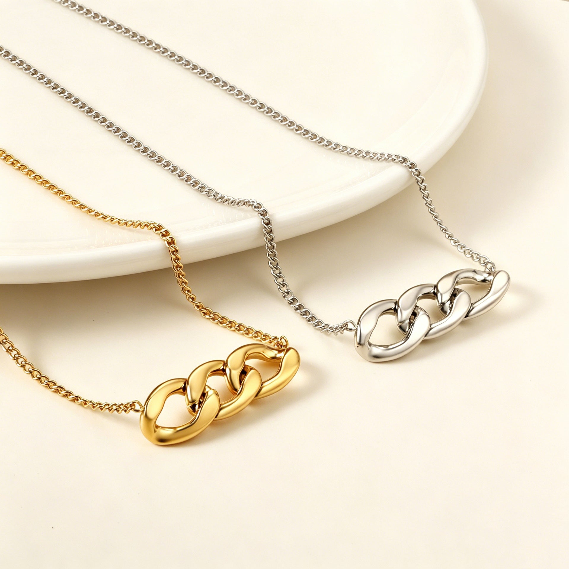 Damen Edelstahl Halskette mit modernem Gliederdesign Shop Nory
