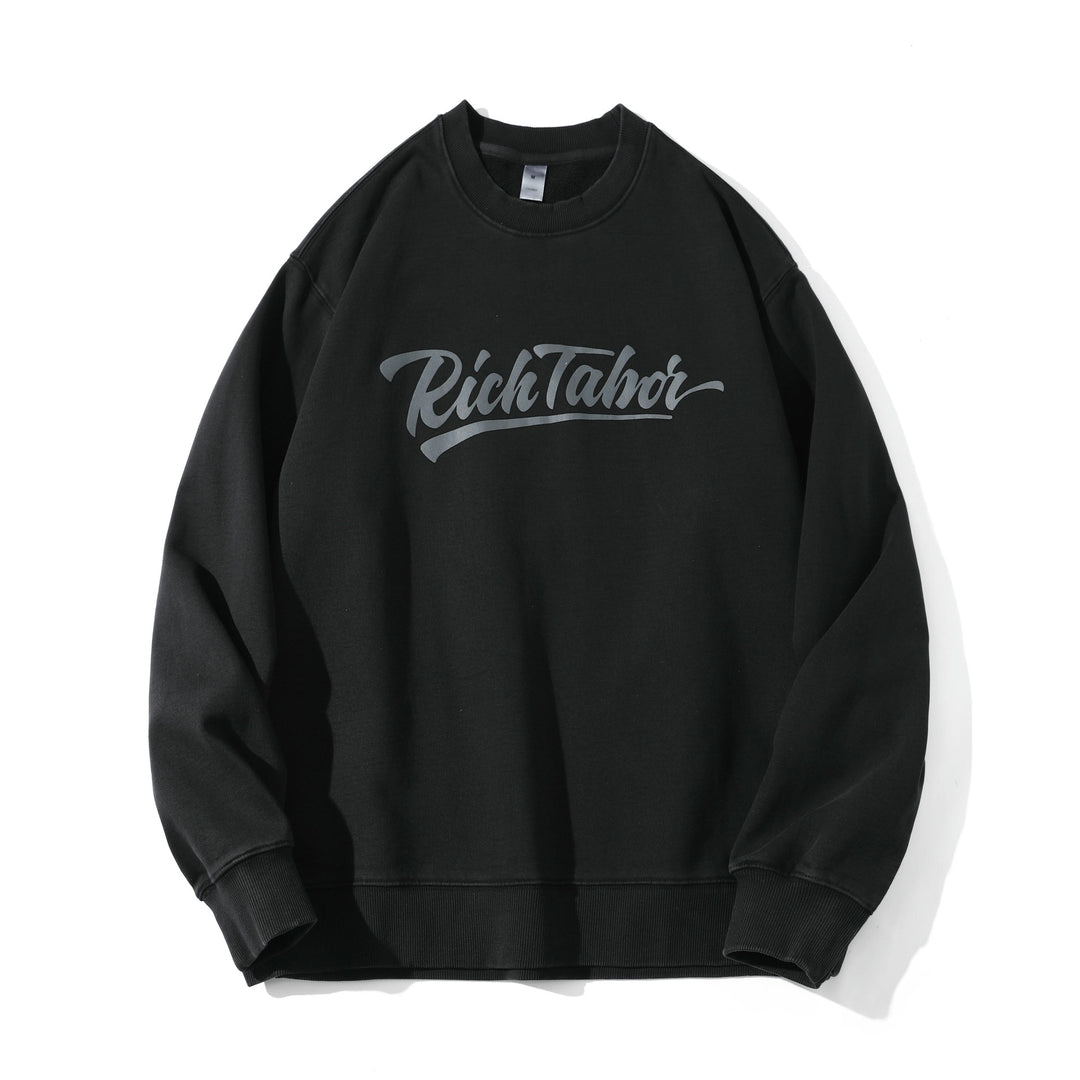 Unisex Locker geschnittener Baumwoll‑Fleece Pullover mit Script‑Logo Shop Nory