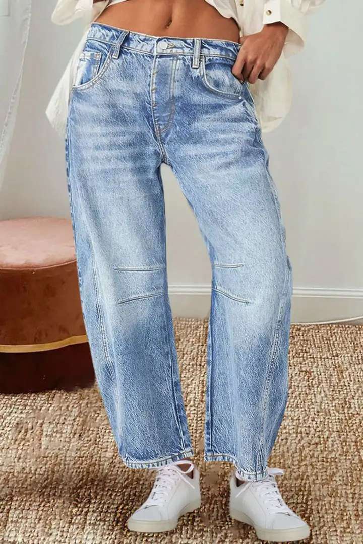 Damen Hoch Taillierte Baggy Jeans