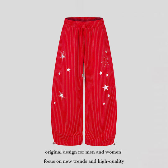 Damen Weite Palazzo-Sweathose mit Nadelstreifen, Sternprint & verstellbarem Saum Shop Nory