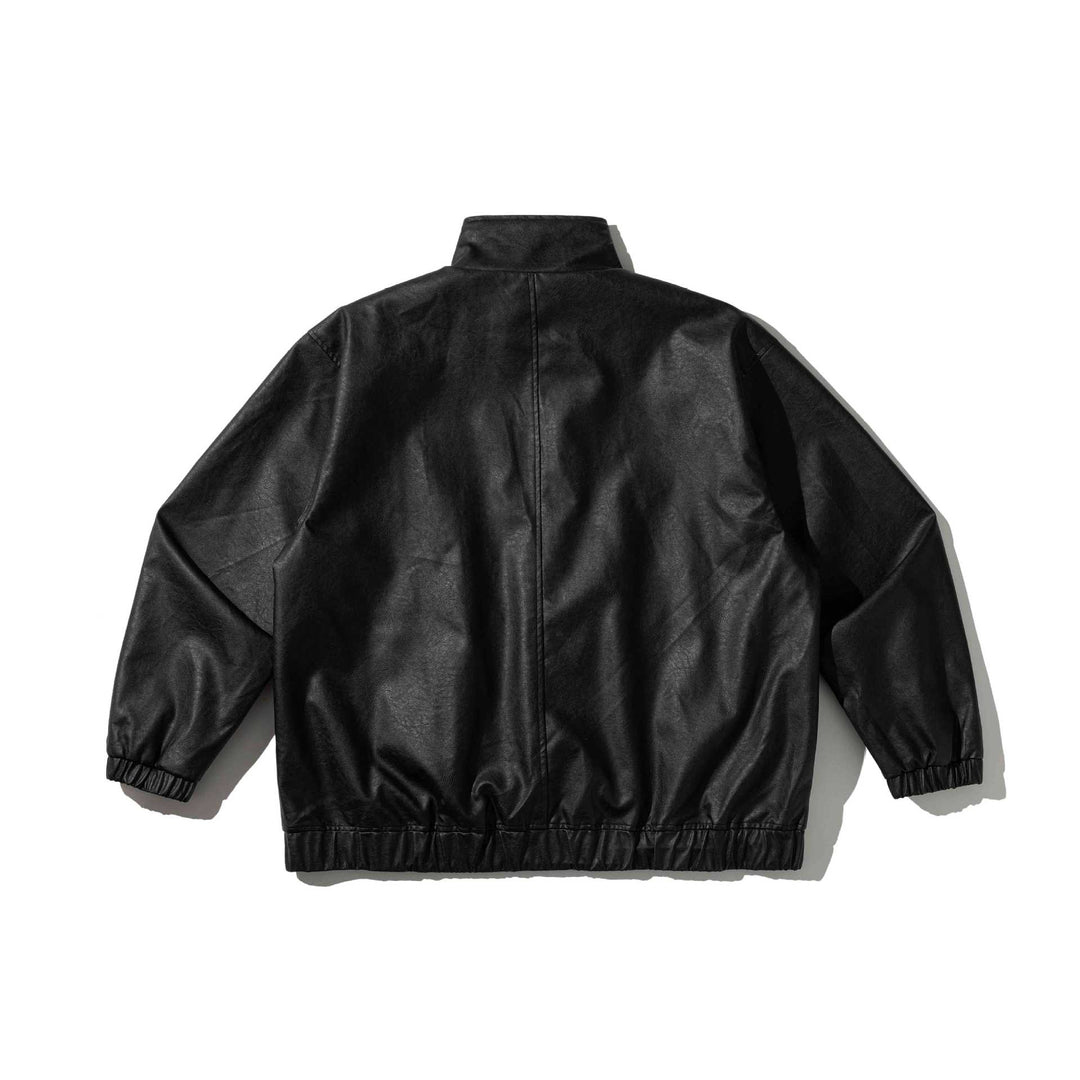 Herren Lederoptik-Jacke im Bomberstil mit Stehkragen und Knebelverschlüssen Shop Nory