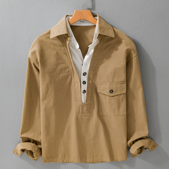 Herren Overshirt-Hemd mit halber Knopfleiste und aufgesetzter Brusttasche Shop Nory