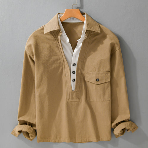 Herren Overshirt-Hemd mit halber Knopfleiste und aufgesetzter Brusttasche Shop Nory