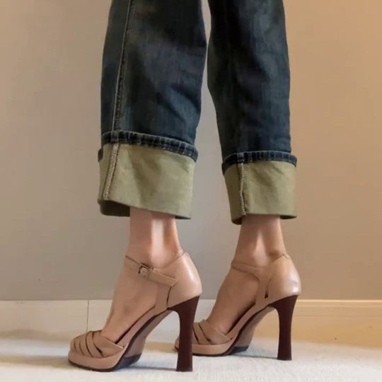 Damen Elegante Sandalen mit modischem Riemendesign und hohem Absatz
