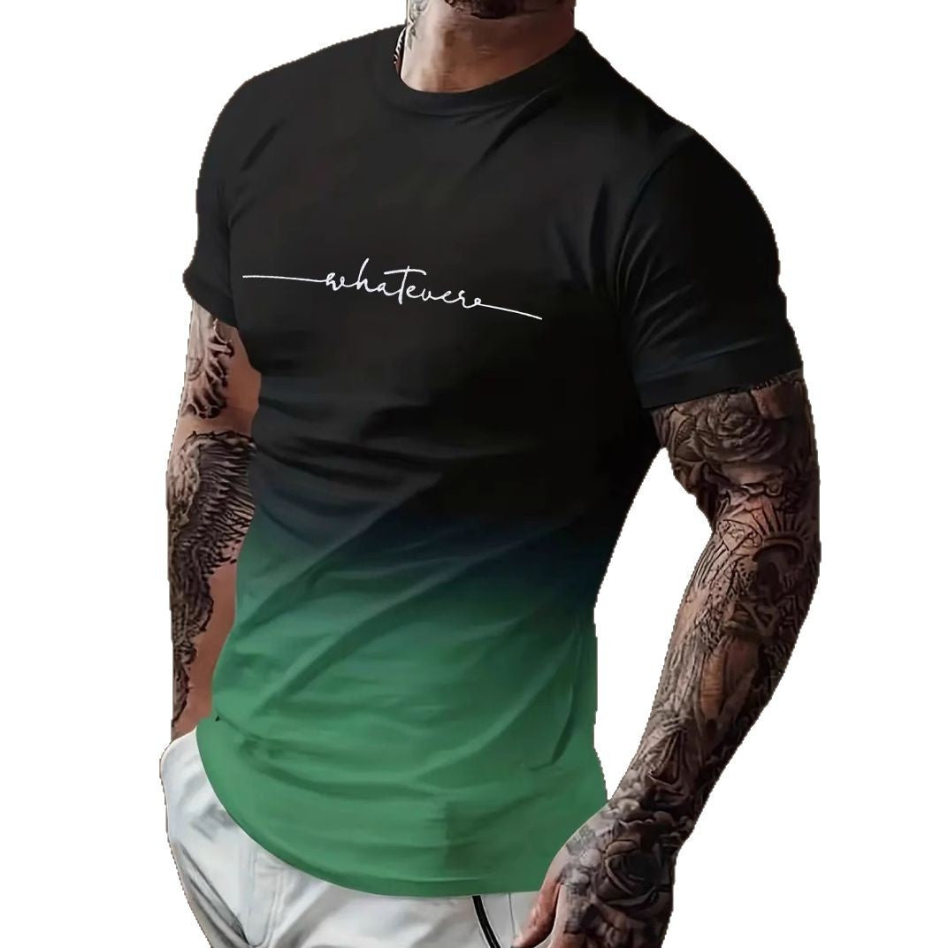 Herren T-Shirt mit modernem Farbverlauf und Palmenstickerei
