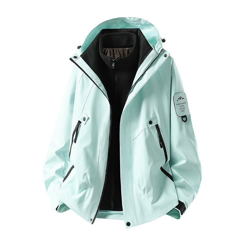 Herren Zwei-in-eins Wetterschutzjacke mit abnehmbarer Steppweste und verstellbarer Kapuze Shop Nory