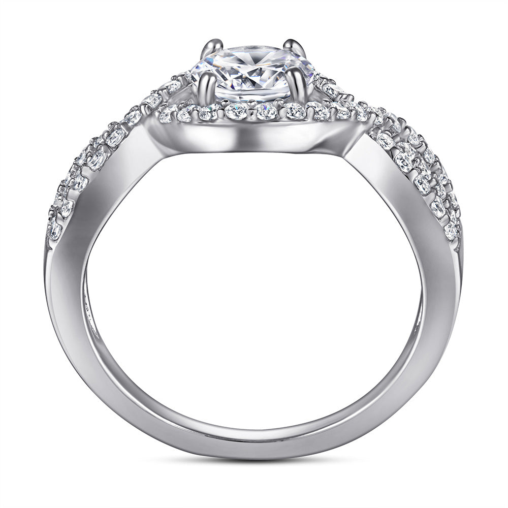 Damen eleganter Verlobungsring mit kunstvollem Design und funkelnden Zirkonia Shop Nory
