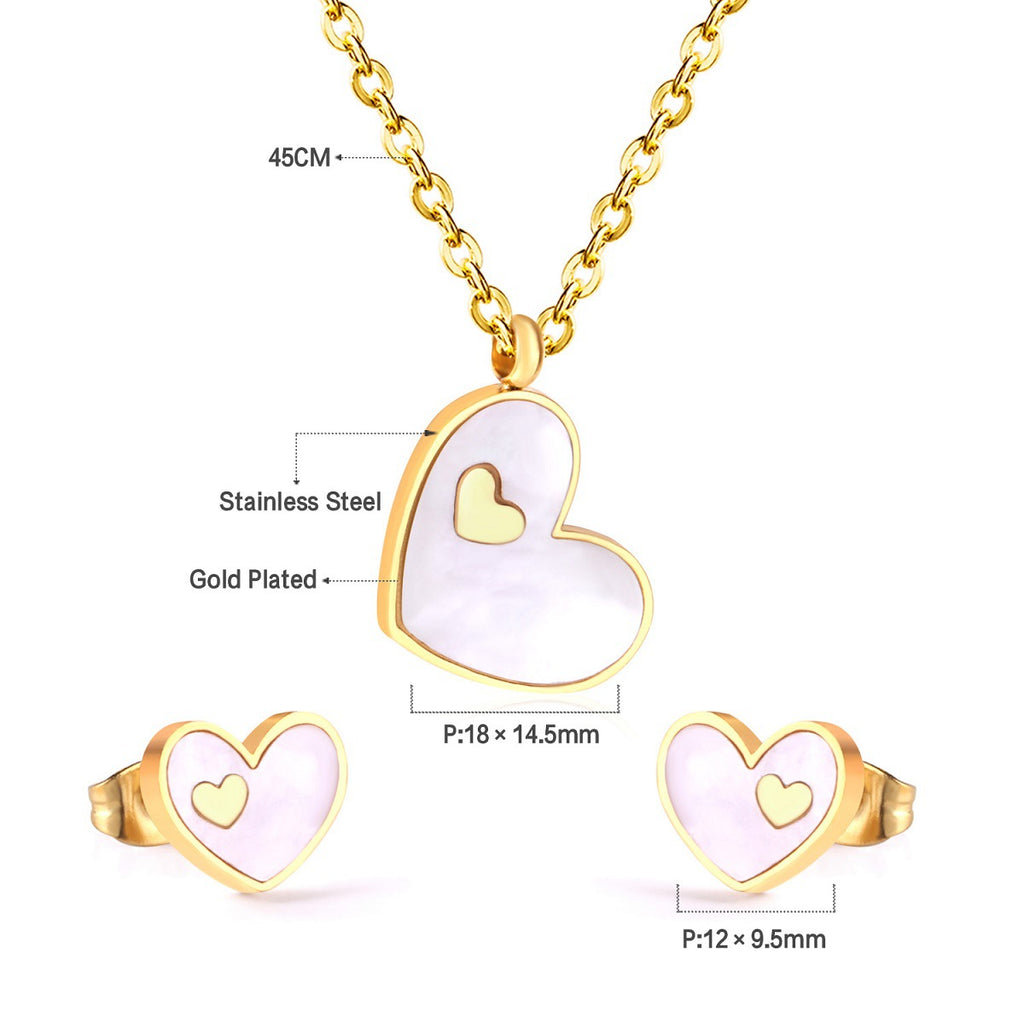 Damen Schmuckset mit rotem Herzanhänger und passenden Ohrsteckern Shop Nory